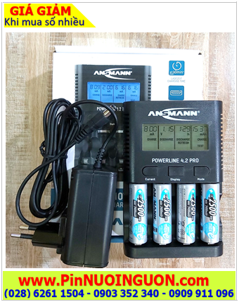 Ansman Powerline 4.2Pro _Bộ sạc pin Powerline 4.2Pro kèm 4 pin sạc Ansman AA2500mAh 1.2v MaxE